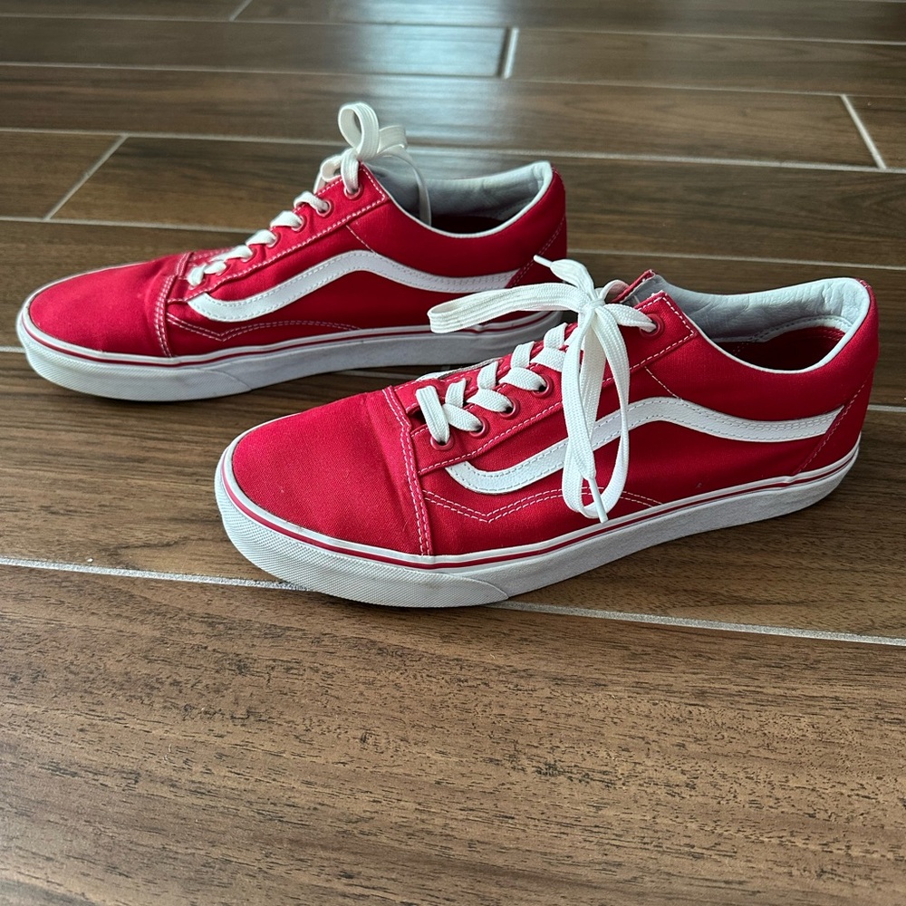 Vans Red and White Old Skool Sneakers